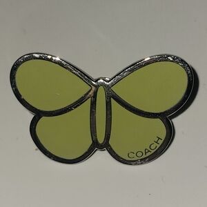 Coach Butterfly Metal Pin Brooch Bag Charm Green & Silver